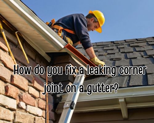 a worker fixing out the corner joint on gutter