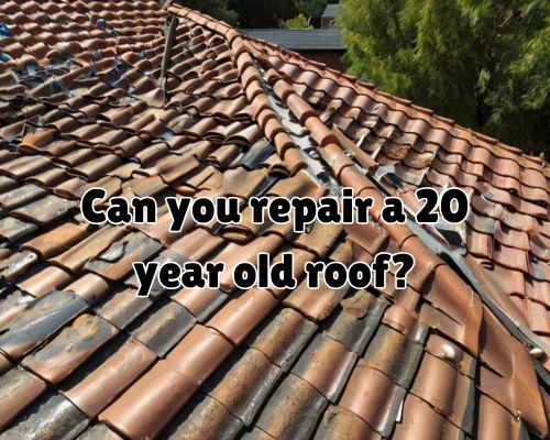 Discolored and aged roof tiles.
