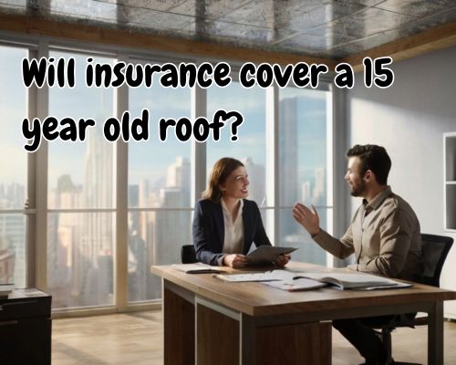 Friendly consultation at roofing office.